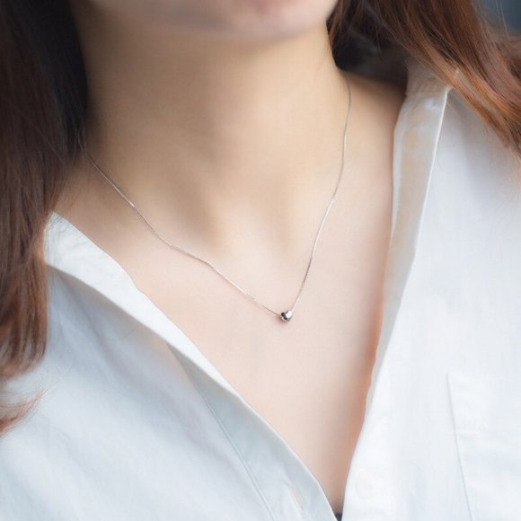 Dainty Romantic Heart Pendant Necklace Sterling Silver For Women - Picture 5 of 8